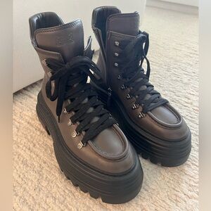 Bally Brown and Black Combat Boots